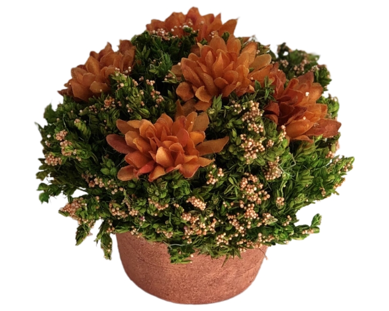 Artificial flower arrangement mixed with nature materials